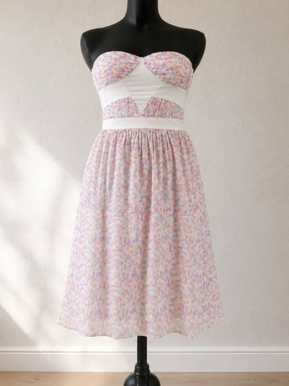 Abaeté Veronica Silk Bustier Dress 2 Pastel Geometric Lavender Pink 90s Y2K Luxe